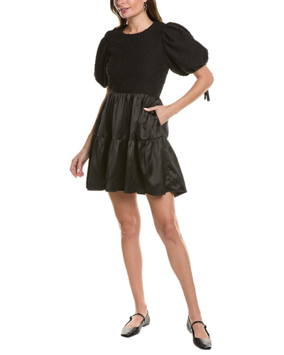 Shop English Factory Tweed Mini Dress In Black