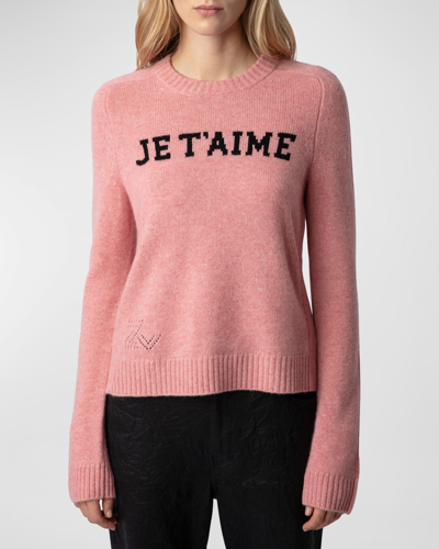 Shop Zadig & Voltaire Lili Je T'aime Cashmere Sweater In Litchi