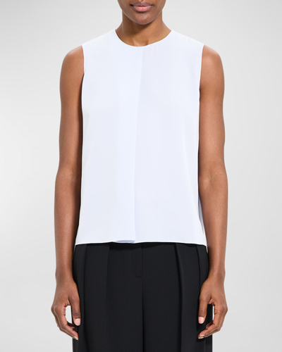 Shop Theory Modern Silk Georgette Sleeveless Blouse In Ice