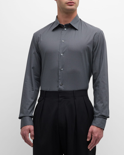 Shop Emporio Armani Men's Patterned Sport Shirt In Black