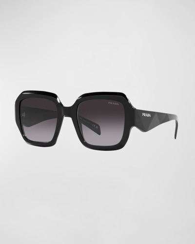 Shop Prada Geometric Square Acetate & Plastic Sunglasses In Black