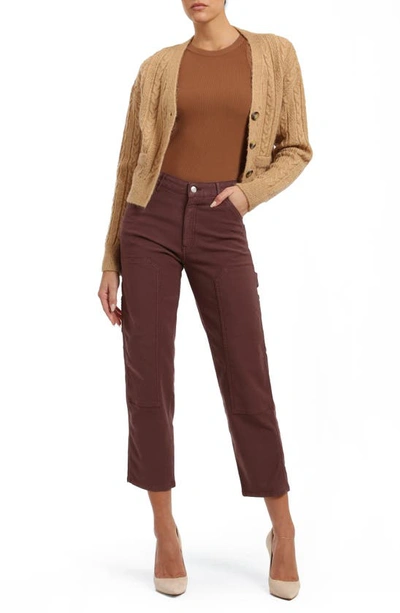 Mavi Jeans Luisa High Waist Straight Leg Twill Carpenter Pants In Mahogany Luxe Twill