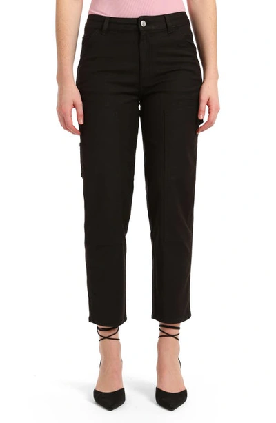 Mavi Jeans Luisa High Waist Straight Leg Twill Carpenter Pants In Black Luxe Twill