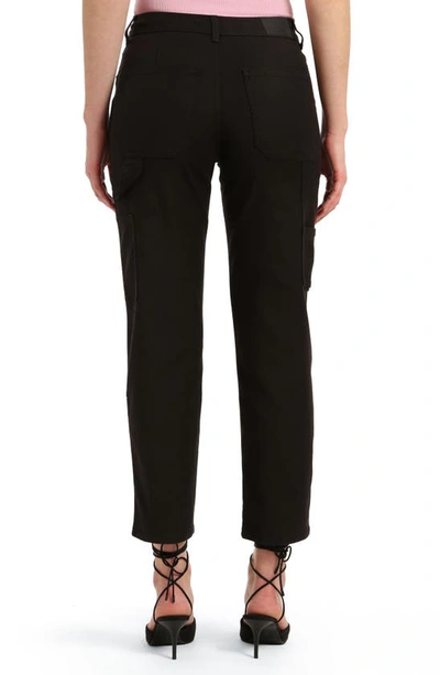 Mavi Jeans Luisa High Waist Straight Leg Twill Carpenter Pants In Black Luxe Twill