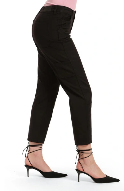 Mavi Jeans Luisa High Waist Straight Leg Twill Carpenter Pants In Black Luxe Twill