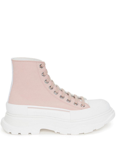 Shop Alexander Mcqueen Tread Slick Ankle Boots In Pink