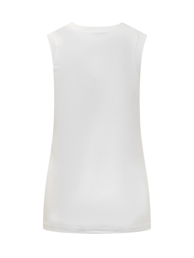 Shop Brunello Cucinelli Stretch Cotton Ribbed Jersey Top With Precious Insert In White