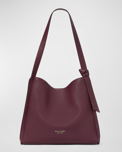 Shop Kate Spade Large Pebbled Leather Hobo Shoulder Bag In Deep Cherry