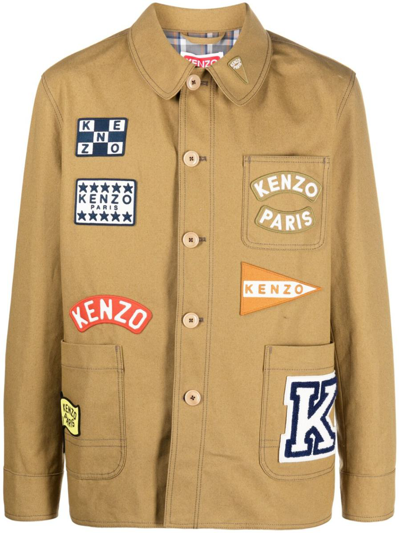 Shop Kenzo Sailor Cotton Jacket In Beige