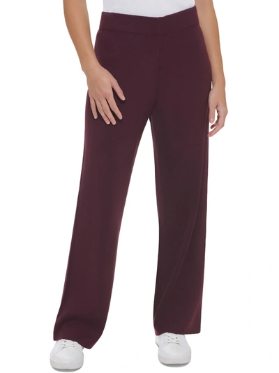 Shop Calvin Klein Womens Knit Comfy Wide Leg Pants In Red