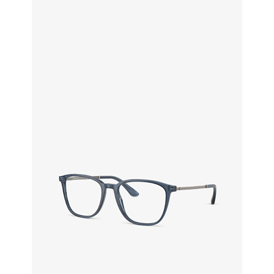Shop Giorgio Armani Men's Blue Ar7250 Square-frame Acetate Optical Glasses