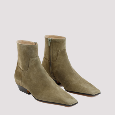 Shop Khaite Marfa Classic Flat Ankle Boots Shoes In Green