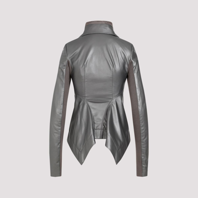 Shop Rick Owens Naska Metallic Biker Jacket In Grey