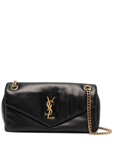 Shop Saint Laurent Calypso Leather Shoulder Bag In Black