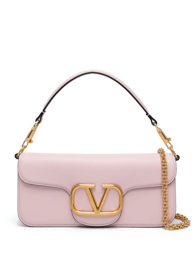 Shop Valentino Garavani Locò Leather Shoulder Bag In Pink