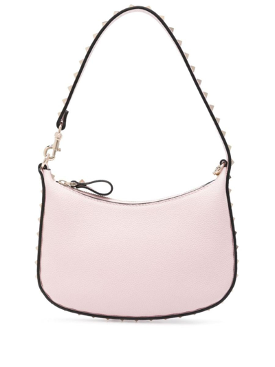 Shop Valentino Garavani Rockstud Leather Hobo Mini Bag In Pink