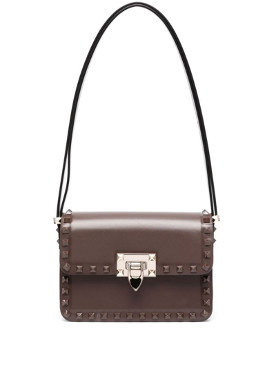 Shop Valentino Garavani Rockstud23 Small Leather Shoulder Bag In Brown