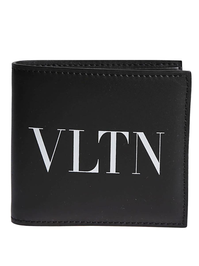 Shop Valentino Garavani Vltn Leather Billfold Wallet In Black