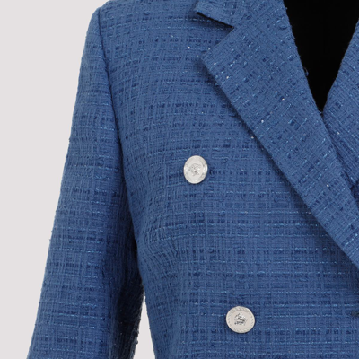 Shop Versace Informal Tweed Jacket In Blue