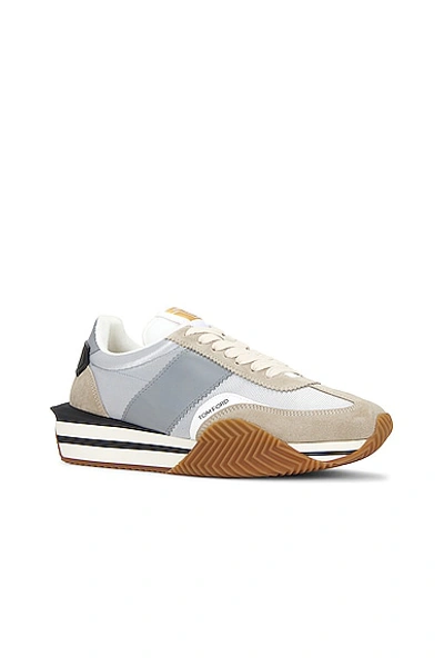 Shop Tom Ford James Sneaker In Silver & Cream