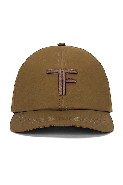 Shop Tom Ford Canvas & Leather Cap In Olive Brown