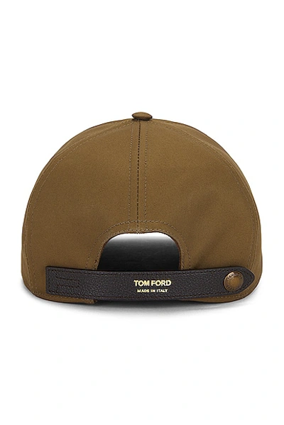 Shop Tom Ford Canvas & Leather Cap In Olive Brown