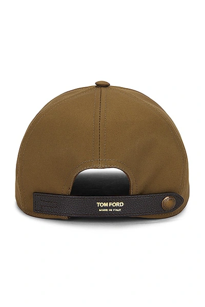 Tom Ford Cappello Baseball Con Ricamo In Olive Brown