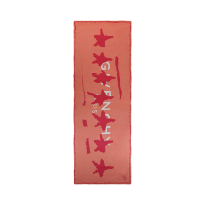 Pre-owned Givenchy New Artwork Print Scarf 'salmon' In Red