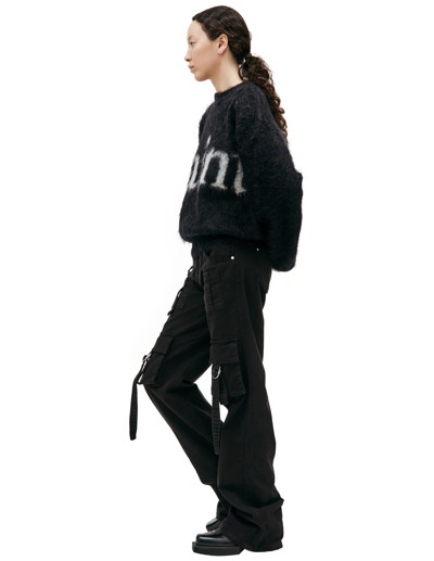 Saint Michael Logo Mohair Sweater In Black