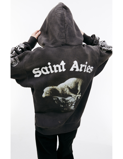 Shop Saint Michael Х Aries Printed Hoodie In Black
