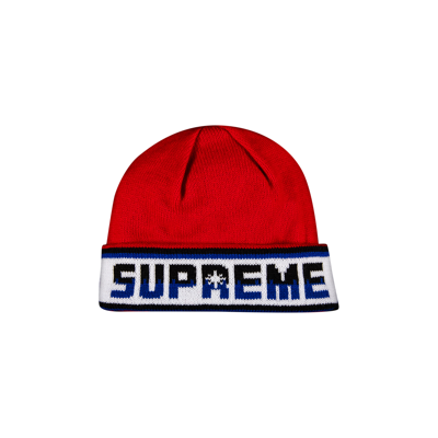 Pre-owned Supreme Double Logo Facemask Beanie 'red'