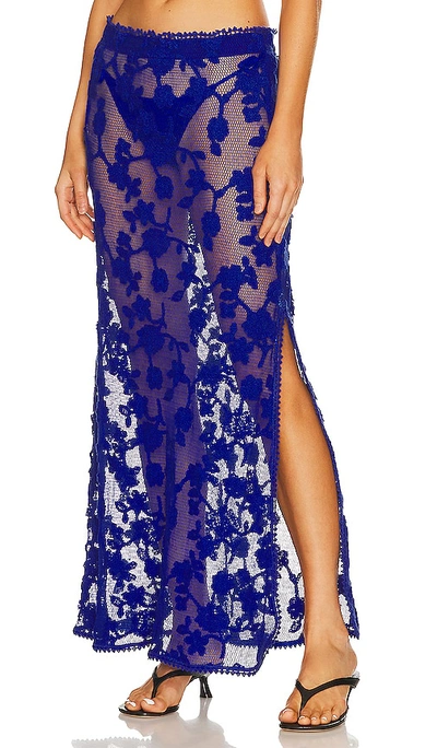 Shop Agua Bendita X Revolve Cyprus Maxi Skirt In Navy