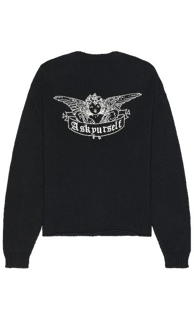 Shop Askyurself Angel Cropped Chunky Knit Sweater In Black & Ecru