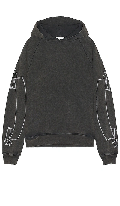 Shop Askyurself Ays Marked Repaired Hoodie In Charcoal