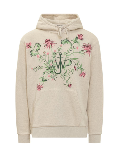 Shop Jw Anderson J.w. Anderson Embroidered Sweatshirt With Embroidery In Beige