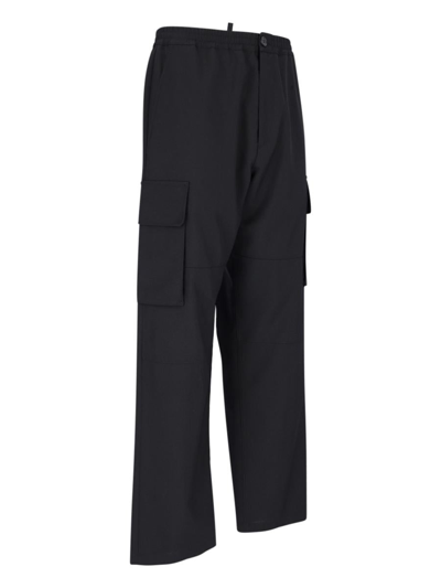 Marni Straight Trousers Elastic Waistband Side Cargo In Black