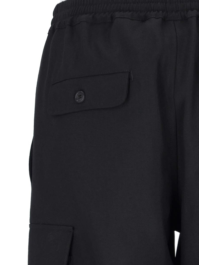 Marni Straight Trousers Elastic Waistband Side Cargo In Black