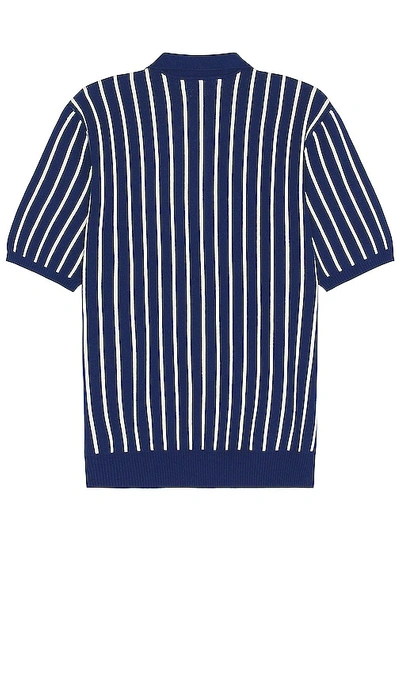 Shop Malbon Golf Parlay Striped Knit Shirt In Navy