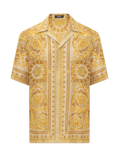 Shop Versace Baroque Shirt In Gold
