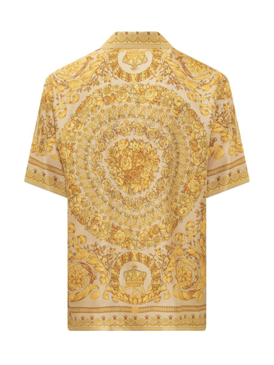 Shop Versace Baroque Shirt In Gold