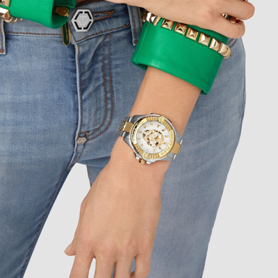 Pre-owned Philipp Plein Women's Watch Analog Quartz The $ Kull 1 5/8in Pwnaa1523 Stainless