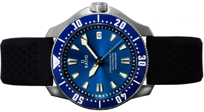 Pre-owned Ratio Sports X Automatic Diver's Blue Dial Rtx003 Men's Watch Silver Bezel Case