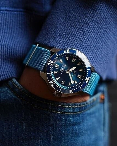 Pre-owned Ratio Sports X Automatic Diver's Blue Dial Rtx003 Men's Watch Silver Bezel Case