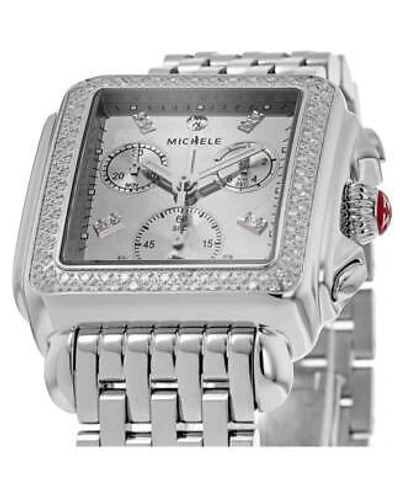 Pre-owned Michele Deco High Shine Chronograph Silver Dial Women's Watch Mww06a000804
