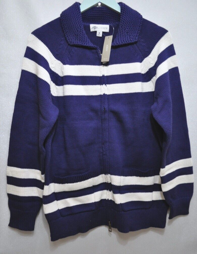 Pre-owned Jcrew J. Crew Lobster Sweater-jacket Full Zip Knit Indigo Blue Medium An602 '20 In Raw Indigo/blue With Purple Hue
