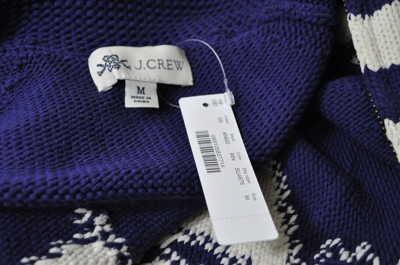 Pre-owned Jcrew J. Crew Lobster Sweater-jacket Full Zip Knit Indigo Blue Medium An602 '20 In Raw Indigo/blue With Purple Hue