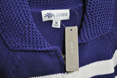Pre-owned Jcrew J. Crew Lobster Sweater-jacket Full Zip Knit Indigo Blue Medium An602 '20 In Raw Indigo/blue With Purple Hue