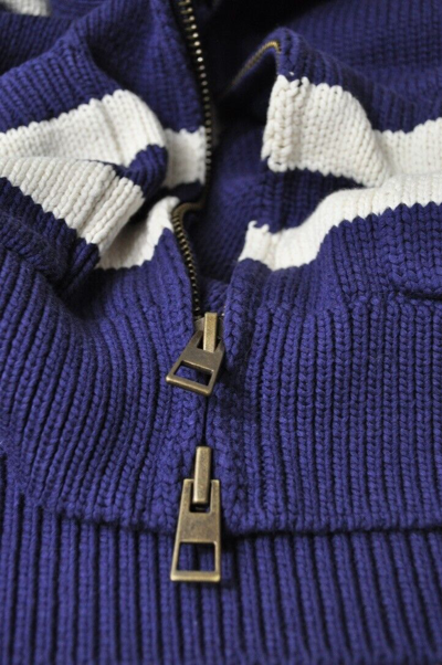 Pre-owned Jcrew J. Crew Lobster Sweater-jacket Full Zip Knit Indigo Blue Medium An602 '20 In Raw Indigo/blue With Purple Hue