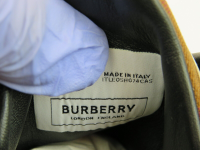 Pre-owned Burberry $870  Sean Brown Check Canvas White Black Leather Logo Sneakers 42 Us 9