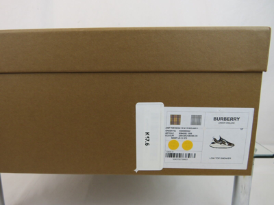 Pre-owned Burberry $870  Sean Brown Check Canvas White Black Leather Logo Sneakers 42 Us 9